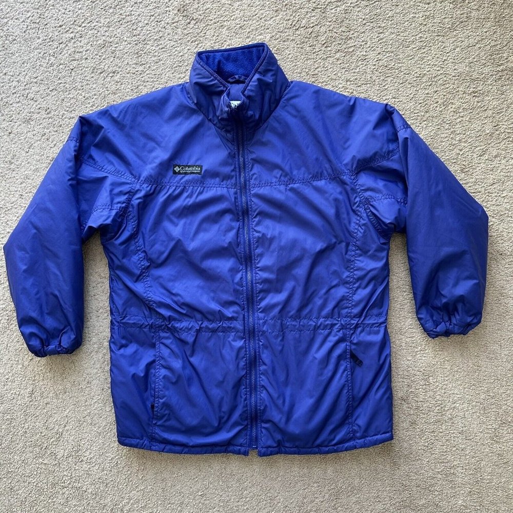 Columbia Jacket Womens Large Full Zip Insulated Nylon Purple Vtg Mock Neck
